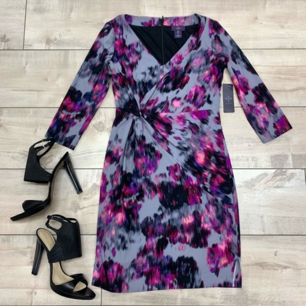NYDJ Sylvia berry and periwinkle shaper dress 4P
